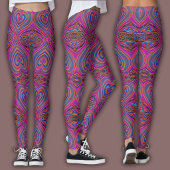Vibrant Psychedelic Pattern | Trippy Magent/Blue レギンス
