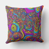 Vibrant Psychedelic Swirl - Abstract Groovy クッション (裏面)