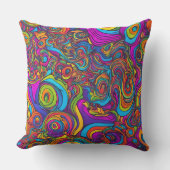 Vibrant Psychedelic Swirl - Abstract Groovy クッション (正面)