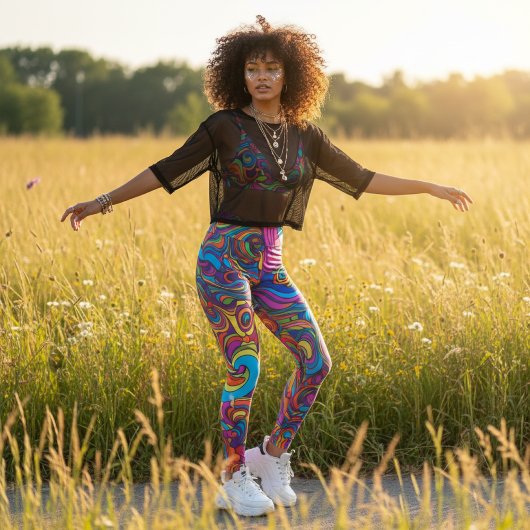 Vibrant Psychedelic Swirl - Abstract Groovy レギンス