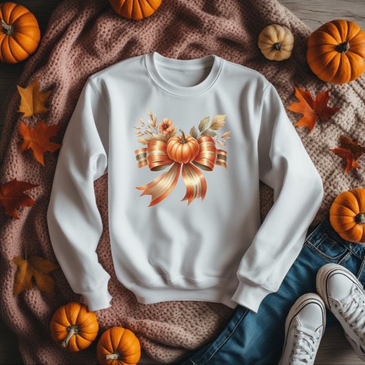 Vibrant Pumpkin Bow Thanksgiving Tshirt Tシャツ
