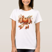 Vibrant Pumpkin Bow Thanksgiving Tshirt Tシャツ (正面)