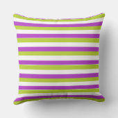 Vibrant Purple and Lime Green Stripe Pattern クッション (裏面)