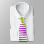 Vibrant Purple and Lime Green Stripe Pattern ネクタイ (タイ)