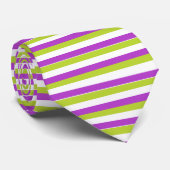 Vibrant Purple and Lime Green Stripe Pattern ネクタイ (ロール)