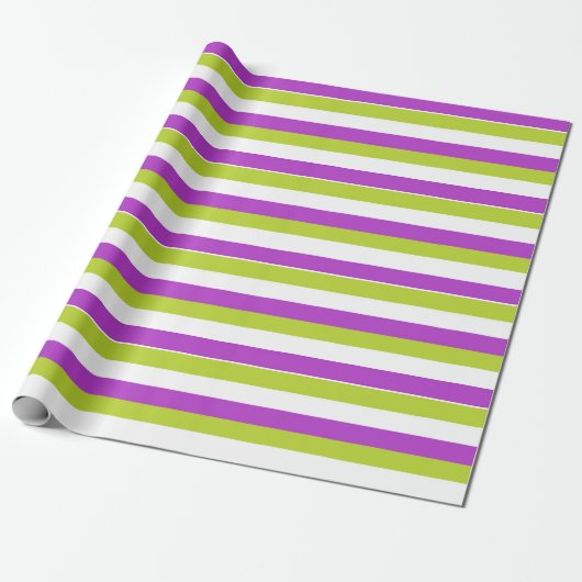 Vibrant Purple and Lime Green Stripe Pattern ラッピングペーパー (アンロールド)