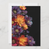 Vibrant Purple and Orange Floral Black Wedding 招待状 (裏面)