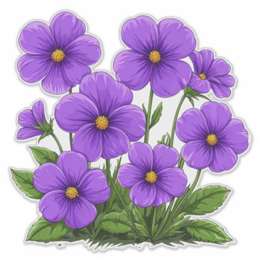 Vibrant Purple Anemone Flowers シール (正面)