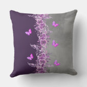Vibrant Purple Butterfly Garden Pillow クッション (裏面)
