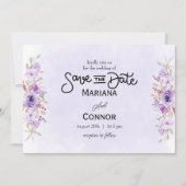 Vibrant Purple Floral Wedding Save the Date 招待状 (正面)