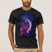 Vibrant Purple Galaxy Crescent Moon Celestial Tシャツ (正面)