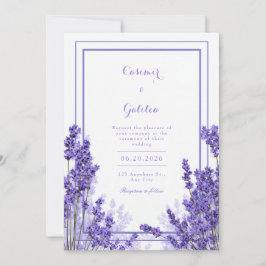 Vibrant Purple Lavender Indigo Frame Wedding 招待状