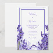 Vibrant Purple Lavender Indigo Frame Wedding 招待状 (正面/裏面)