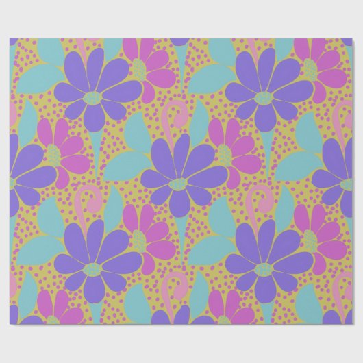 Vibrant Purple & Pink Floral Pattern Wrapping  ラッピングペーパー (フラット)