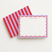 Vibrant Purple & Red Wavy Border Note Card 招待状