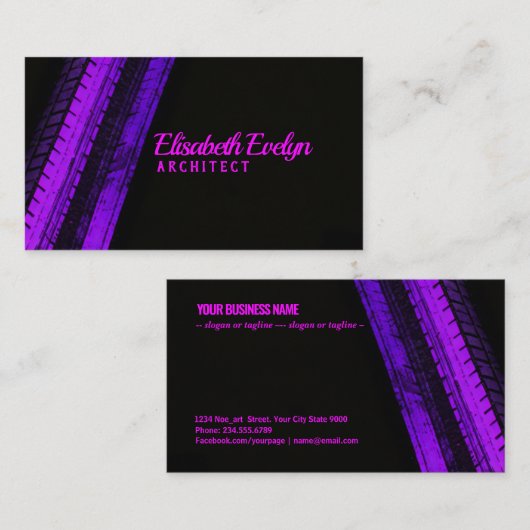 Vibrant Purple Trails on Dark Canvas 名刺 (正面/裏面)