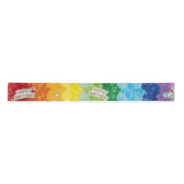 Vibrant Rainbow Birthday Cake Wrapping Paper  サテンリボン