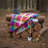 Vibrant Rainbow Colorful Squares フリースブランケット