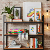 Vibrant Rainbow Colorful Squares フリースブランケット