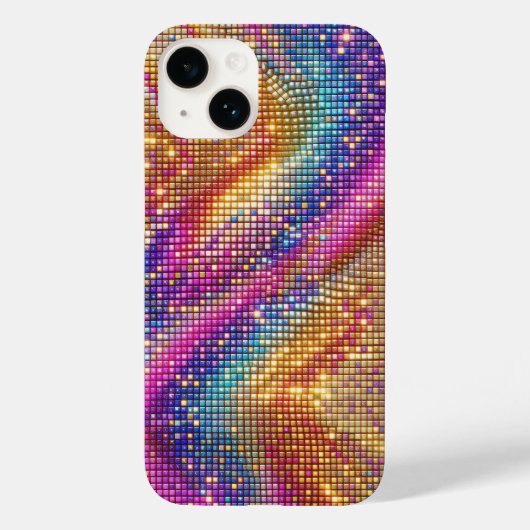 Vibrant Rainbow Disco Mosaic Glitter Sparkle Luxur Case-Mate iPhoneケース (裏面)