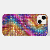 Vibrant Rainbow Disco Mosaic Glitter Sparkle Luxur Case-Mate iPhoneケース (裏面 (横))