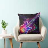 Vibrant Rainbow Electric Guitar With Abstract クッション (椅子)