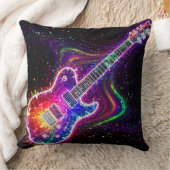 Vibrant Rainbow Electric Guitar With Abstract クッション (ブランケット)