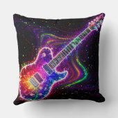 Vibrant Rainbow Electric Guitar With Abstract クッション (裏面)