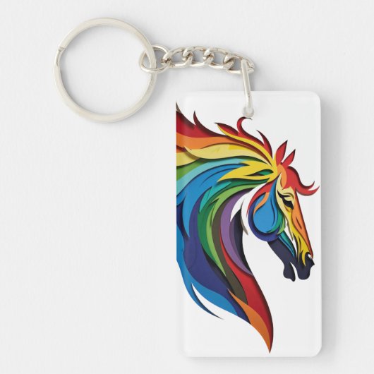 Vibrant Rainbow Horse Silhouette キーホルダー (正面)