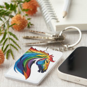 Vibrant Rainbow Horse Silhouette キーホルダー (正面右)