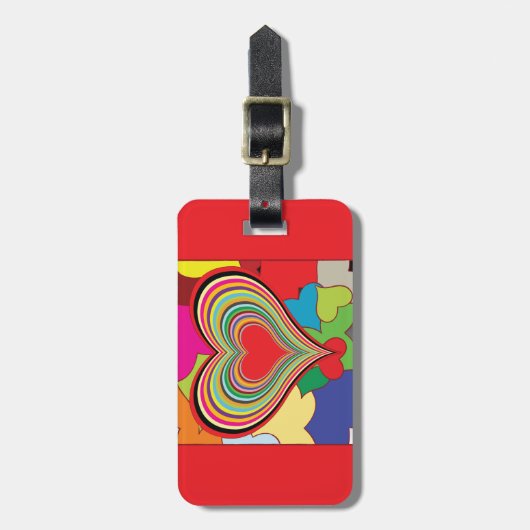 Vibrant Rainbow Layered Heart Abstract ラゲッジタグ (正面縦)