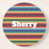Vibrant Rainbow Mexican Serape Stripes コースター (正面)