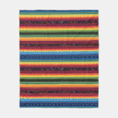 Vibrant Rainbow Mexican Serape Stripes フリースブランケット (正面)
