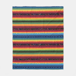 Vibrant Rainbow Mexican Serape Stripes フリースブランケット