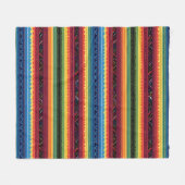 Vibrant Rainbow Mexican Serape Stripes フリースブランケット (正面(横))