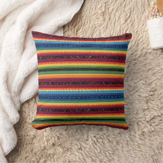 Vibrant Rainbow Mexican Serape Stripes Baby Swaddl クッション