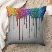 Vibrant Rainbow Paint Drips クッション (ブランケット)