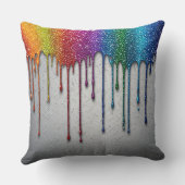 Vibrant Rainbow Paint Drips クッション (裏面)