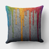 Vibrant Rainbow Paint Drips クッション (裏面)