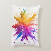 Vibrant Rainbow Paint Splatter Explosion アクセントクッション (裏面(縦))