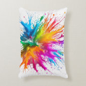 Vibrant Rainbow Paint Splatter Explosion アクセントクッション (正面(垂直))