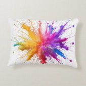 Vibrant Rainbow Paint Splatter Explosion アクセントクッション (裏面)