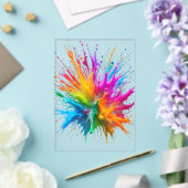 Vibrant Rainbow Paint Splatter Explosion アクリル招待状 (インサイチュ (ウェディング))