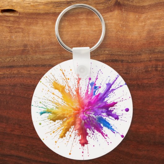Vibrant Rainbow Paint Splatter Explosion キーホルダー (裏面)
