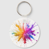 Vibrant Rainbow Paint Splatter Explosion キーホルダー (裏面)