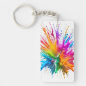 Vibrant Rainbow Paint Splatter Explosion キーホルダー (正面)