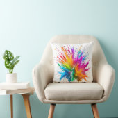 Vibrant Rainbow Paint Splatter Explosion クッション (椅子)