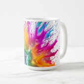 Vibrant Rainbow Paint Splatter Explosion コーヒーマグカップ (正面右)