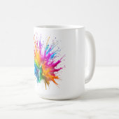 Vibrant Rainbow Paint Splatter Explosion コーヒーマグカップ (正面右)