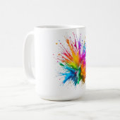 Vibrant Rainbow Paint Splatter Explosion コーヒーマグカップ (正面左)